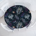thumbnail image 1 of Ambesonne Boho Forest Fitted Round Tablecloth, Exotic Leaf Pattern, 56"- 60" Diameter, Charcoal Grey and Plum, 1 of 5