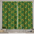 Ambesonne Boho Green Kitchen Curtains, Abstract Retro Artwork, 55"x24