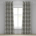 thumbnail image 1 of Ambesonne Boho Grommet Curtain, Abstract Prehistoric, 50" x 96", Black Yellow, 1 of 6