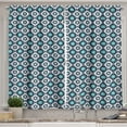 thumbnail image 1 of Ambesonne Boho Kitchen Curtains, Folkloric Morocco Tile Inspire, 55"x45", Seafoam Dark Blue, 1 of 3