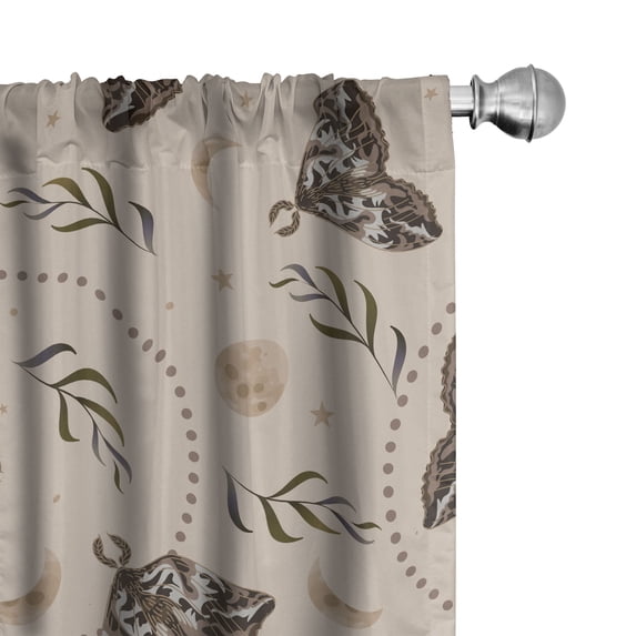 Ambesonne Boho Moth Curtains, Moon Wingy Animal Pattern, Pair of 28"x63", Pale Mustard Chocolate