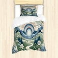 thumbnail image 1 of Ambesonne Boho Nature Duvet Cover Set, Mountains Flowers Path, Twin, Slate Blue Reseda Green, 1 of 3