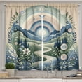 thumbnail image 1 of Ambesonne Boho Nature Kitchen Curtains, Mountains Flowers Path, 55"x30", Slate Blue Reseda Green, 1 of 3