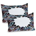 thumbnail image 1 of Ambesonne Boho Pillow Sham 2 Pack, Bird Feathers Circle Art, 36"x20", Mauve Black Blue, 1 of 3
