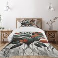thumbnail image 1 of Ambesonne Boho Quilted Bedspread Set 2 Pcs, Mid Century Exotics Art Leaves, Twin Size, Orange Laurel Green Grey, 1 of 4