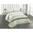 thumbnail image 1 of Ambesonne Boho Quilted Bedspread Set 3 Pcs, Abstract Bohemian Stripes Art, Queen Size, Eggshell Olive Green, 1 of 4