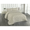 thumbnail image 1 of Ambesonne Boho Quilted Bedspread Set 3 Pcs, Lace Pattern Geometric Swirls, King, Eggshell Dimgray, 1 of 4