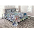 thumbnail image 1 of Ambesonne Boho Quilted Coverlet 3 Pcs, Elements Floral, Queen Size, Multicolor, 1 of 2