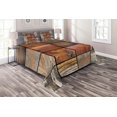 thumbnail image 1 of Ambesonne Boho Quilted Coverlet 3 Pcs, Wooden Timber Door Key, King Size, Chocolate Brown, 1 of 2