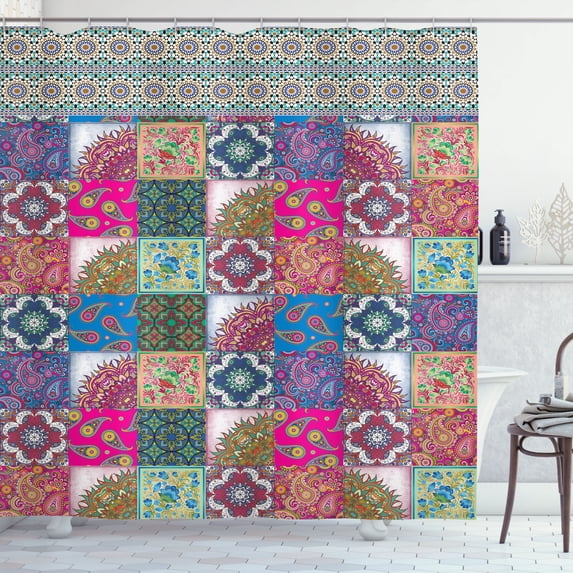 Ambesonne Boho Shower Curtain, Middle Eastern Paisleys, 69"Wx84"L, Multicolor