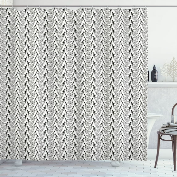 Ambesonne Boho Shower Curtain, Monochrome Tulip Flowers Art, 69"Wx84"L, Charcoal Grey White