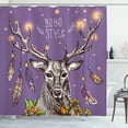 thumbnail image 1 of Ambesonne Boho Shower Curtain, Wild Rein Deer Hand Drawn, 69"Wx70"L, Purple, 1 of 5