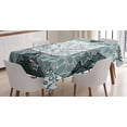 thumbnail image 1 of Ambesonne Boho Tablecloth Rectangular Table Cover, Leaves Chevron Flower Mix, 52"x70", Jade Green Grey White, 1 of 4