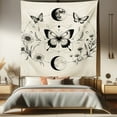thumbnail image 1 of Ambesonne Boho Tapestry Queen Size, Medieval Esoteric Leafy Floral, 88"x88", Eggshell Dark Grey, 1 of 3