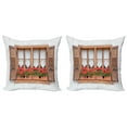 thumbnail image 1 of Ambesonne Boho Throw Pillow Cover 2 Pack, European Rustic Shutters, 18", Brown White Red, 1 of 7