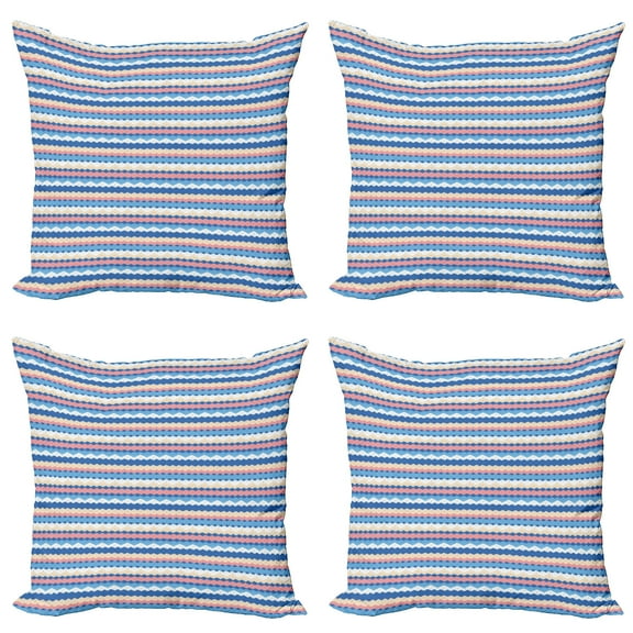 Ambesonne Boho Throw Pillow Cover 4 Pack, Grunge and Colorful Zigzags, 20", Multicolor