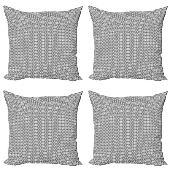 Ambesonne Boho Throw Pillow Cover 4 Pack, Monochrome Style Flower, 20", Charcoal Grey White