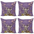 thumbnail image 1 of Ambesonne Boho Throw Pillow Cover 4 Pack, Wild Rein Deer Hand Drawn, 24", Purple, 1 of 6