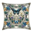thumbnail image 1 of Ambesonne Boho Throw Pillow Cushion Cover, Colorful Floral Moon Butterfly, 20" X 20", Sea Blue Pale Grey Teal, 1 of 2