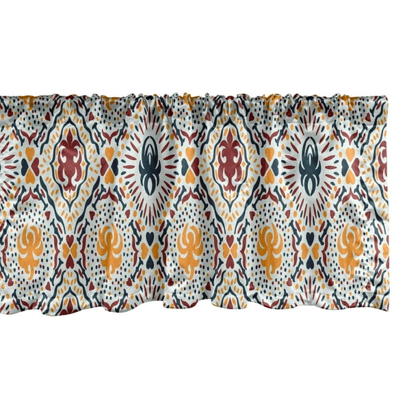 Ambesonne Boho Valance Pack of 2, Chevrons Strips and Dots Print, 54"X18", Orange Burgundy