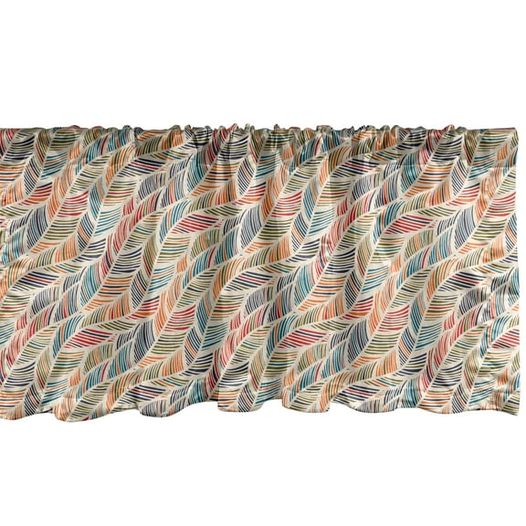 Ambesonne Boho Window Valance, Abstract Feather Wave, 54" X 12", Multicolor