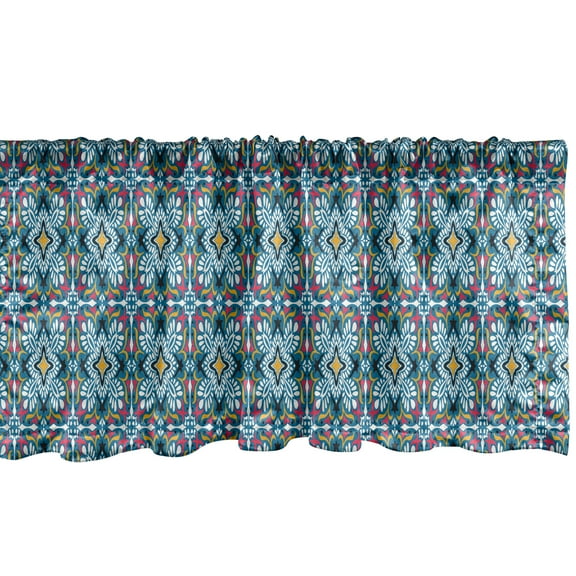Ambesonne Boho Window Valance, Azulejo Style Floral Tile Art, 42" x 18", Sky Blue Multicolor