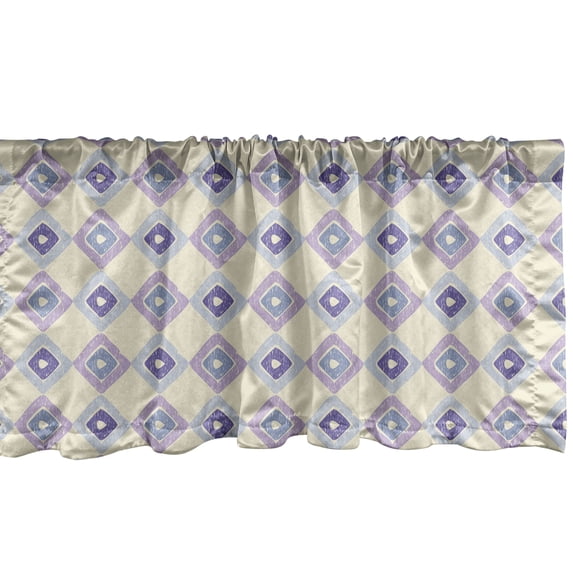 Ambesonne Boho Window Valance, Continuing Themed Pattern with Pencil Hatched Inspired Nested Rhombs, Curtain Valance for Kitchen Bedroom Decor with Rod Pocket, 54" X 12", Eggshell and Multicolor