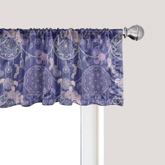 Ambesonne Boho Window Valance, Floral Dreamcatchers, 54" X 12", Lavender Dark Lavender