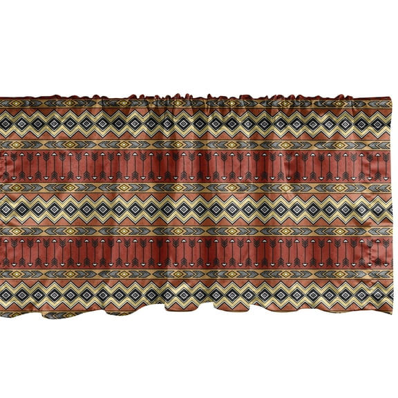 Ambesonne Boho Window Valance, Geometric Aztec Borders, 54" X 18", Multicolor