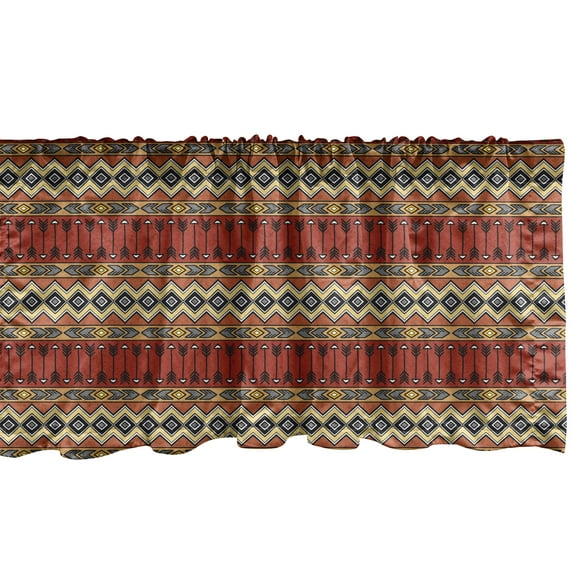 Ambesonne Boho Window Valance, Geometric Aztec Borders, 54" X 18", Multicolor