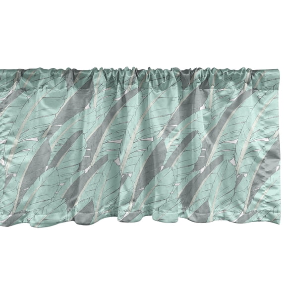 Ambesonne Boho Window Valance, Hand Drawn Feathers Hippie Pattern Bohemian Style Modern Creative Graphic, Curtain Valance for Kitchen Bedroom Decor with Rod Pocket, 54" X 18", Seafoam Grey and White