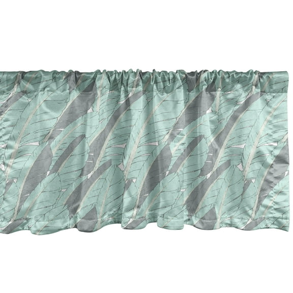 Ambesonne Boho Window Valance, Hand Drawn Feathers Hippie Pattern Bohemian Style Modern Creative Graphic, Curtain Valance for Kitchen Bedroom Decor with Rod Pocket, 54" X 18", Seafoam Grey and White