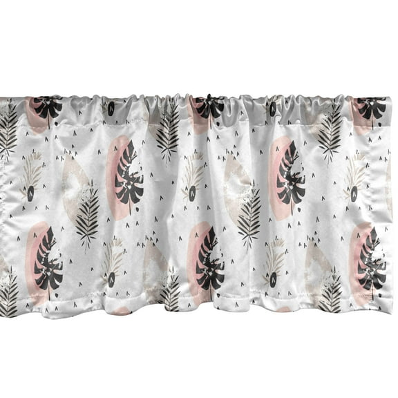 Ambesonne Boho Window Valance, Hand Drawn Tropical Leaves and Scandinavian Strokes, Curtain Valance for Kitchen Bedroom Decor with Rod Pocket, 54" X 12", Blush Salmon