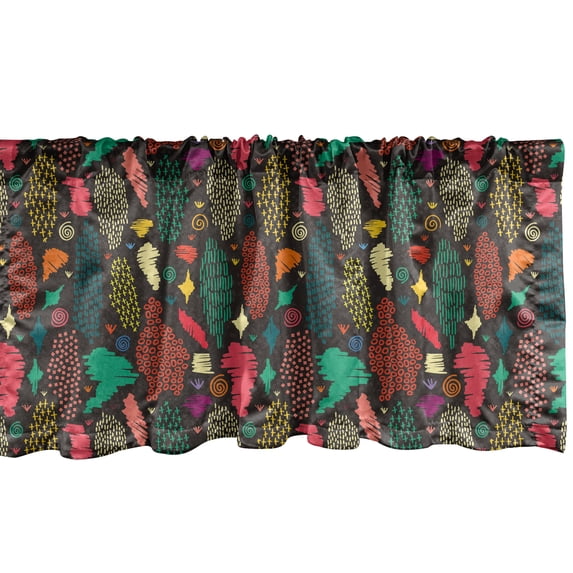 Ambesonne Boho Window Valance, Hand Sketched Random Shapes, 54" X 18", Dark Taupe Multicolor