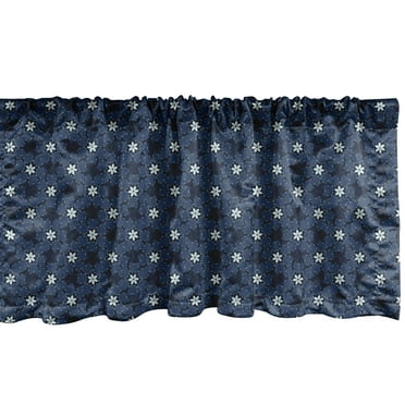 Ambesonne Boho Window Valance, Monochrome Style Floral Layout, 54" X 12", Dark Lavender Pale Blue