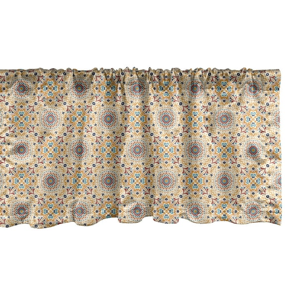 Ambesonne Boho Window Valance, Orient Talavera Eastern Motifs, 54" X 12", Dark Yellow Multicolor