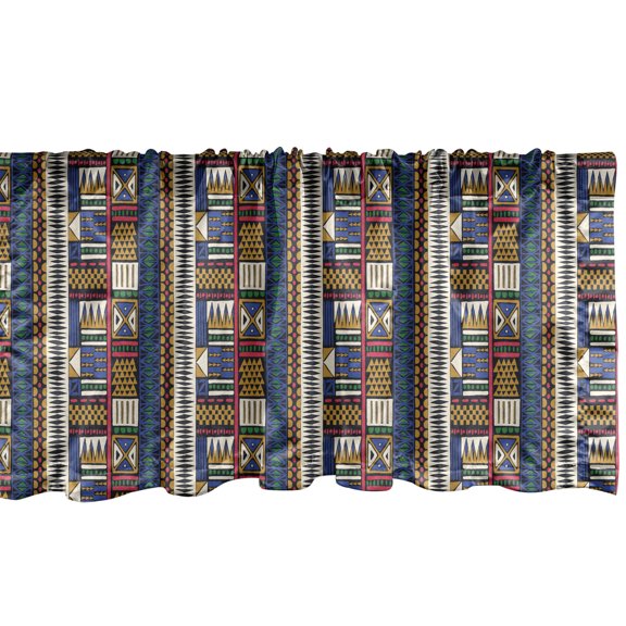 Ambesonne Boho Window Valance, Repetitive Pattern of Geometric Elements with Tribal Motifs in Vibrant Colors, Curtain Valance for Kitchen Bedroom Decor with Rod Pocket, 54" X 18", Multicolor