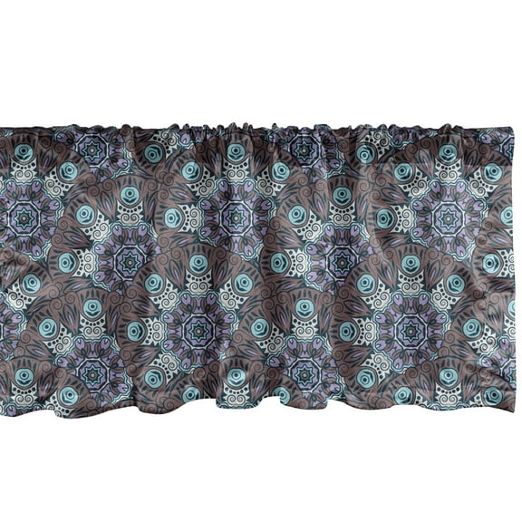 Ambesonne Boho Window Valance, Swirls and Spirals Motif, 54" X 12", Multicolor