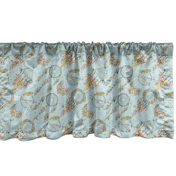 Ambesonne Boho Window Valance, Triangle Round Dreamcatchers, 54" X 18", Multicolor