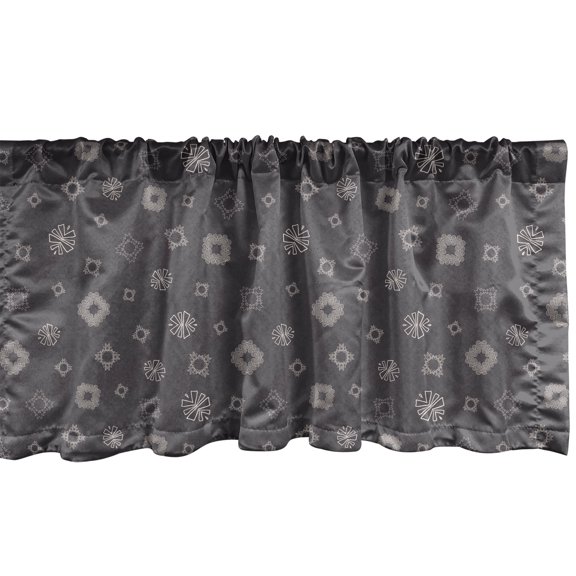 Ambesonne Boho Window Valance, Tribal Abstract Repetitive Art, 42" x 18", Dark Purple Grey White