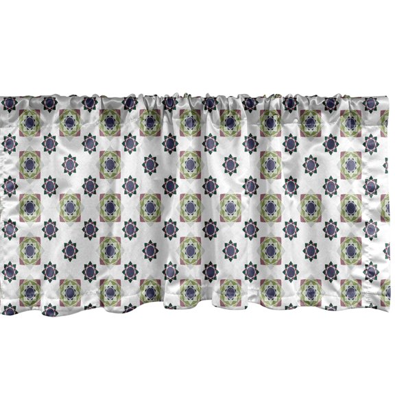 Ambesonne Boho Window Valance, Whimsical Mandala Flowers Art, 54" X 12", Hunter Green Dried Rose