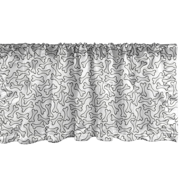 Ambesonne Bones Window Valance, Random Dog Bones Scattered, 42" x 12", Pale Grey Charcoal Grey