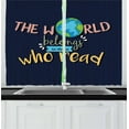 thumbnail image 1 of Ambesonne Book Kitchen Curtains, World Belongs to Readers, 55"x39", Multicolor, 1 of 3