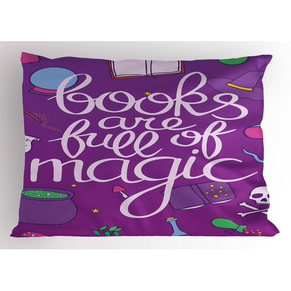 Ambesonne Book Pillow Sham, Full of Magic Witchcraft, 26" X 20", Multicolor