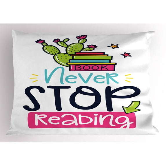Ambesonne Book Pillow Sham, Vivid Cactus and Stars, 36" X 20", Multicolor