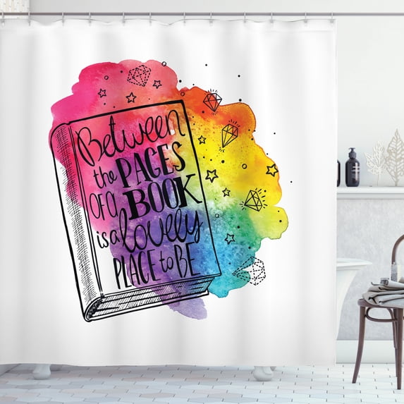 Ambesonne Book Shower Curtain, Words Between Pages Vivid, 69"Wx70"L, Multicolor