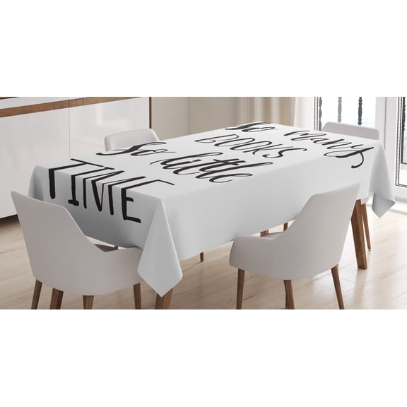 Ambesonne Book Tablecloth Rectangular Table Cover, Inspirational Modern Words, 60"x84", White and Charcoal Grey