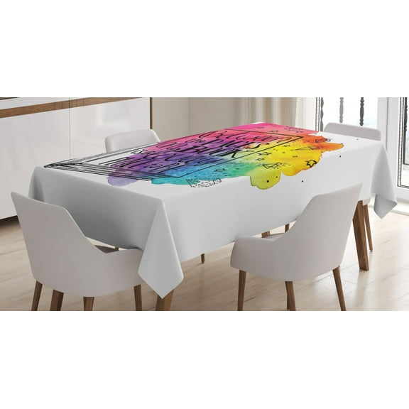Ambesonne Book Tablecloth Rectangular Table Cover, Words Between Pages Vivid, 52"x70", Multicolor