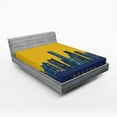 thumbnail image 1 of Ambesonne Boston Fitted Sheet 2 Pcs Set, Egg Yolk Colored Sky, Full, Earth Yellow Dark Blue, 1 of 3