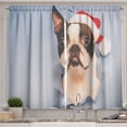 thumbnail image 1 of Ambesonne Boston Terrier Kitchen Curtains, Xmas Santa Funny Dog, 55"x45", Pale Grey and Champagne, 1 of 3